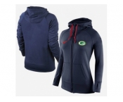 Women Nike Green Bay Packers Full-Zip Performance Hoodie Dark Blue
