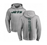 Football New York Jets #91 Bronson Kaufusi Ash Backer Pullover Hoodie