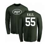 Football New York Jets #55 Ryan Kalil Green Name & Number Logo Long Sleeve T-Shirt