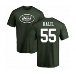 Football New York Jets #55 Ryan Kalil Green Name & Number Logo T-Shirt