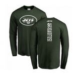 Football New York Jets #91 Bronson Kaufusi Green Backer Long Sleeve T-Shirt