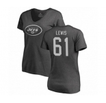 Football Women's New York Jets #61 Alex Lewis Ash One Color T-Shirt