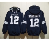 Men's Dallas Cowboys #12 Roger Staubach Navy Ageless Must-Have Lace-Up Pullover Hoodie