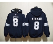 Men's Dallas Cowboys #8 Troy Aikman Navy Ageless Must-Have Lace-Up Pullover Hoodie