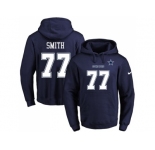 Nike Dallas Cowboys #77 Tyron Smith Navy Blue Name & Number Pullover NFL Hoodie