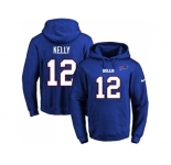 Nike Buffalo Bills #12 Jim Kelly Royal Blue Name & Number Pullover NFL Hoodie