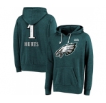 Men's Philadelphia Eagles #1 Jalen Hurts Midnight Green Super Bowl LVII Name & Number Pullover Hoodie