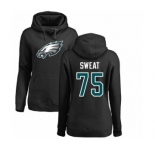 Women's Nike Philadelphia Eagles #75 Josh Sweat Black Name & Number Logo Pullover Hoodie