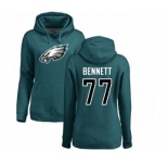 Women's Nike Philadelphia Eagles #77 Michael Bennett Green Name & Number Logo Pullover Hoodie