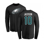 Philadelphia Eagles #10 DeSean Jackson Black Name & Number Logo Long Sleeve T-Shirt