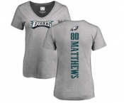 Women's Nike Philadelphia Eagles #80 Jordan Matthews Ash Backer V-Neck T-Shirt