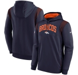 Mens Denver Broncos Navy Sideline Stack Performance Pullover Hoodie