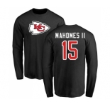 NFL Nike Kansas City Chiefs #15 Patrick Mahomes II Black Name & Number Logo Long Sleeve T-Shirt