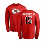 NFL Nike Kansas City Chiefs #15 Patrick Mahomes II Red Name & Number Logo Long Sleeve T-Shirt