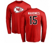 NFL Nike Kansas City Chiefs #15 Patrick Mahomes Red Name & Number Logo Long Sleeve T-Shirt