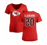 Football Women's Kansas City Chiefs #20 Morris Claiborne Red Name & Number Logo Slim Fit T-Shirt