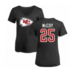 Football Women's Kansas City Chiefs #25 LeSean McCoy Black Name & Number Logo Slim Fit T-Shirt