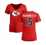 NFL Women's Nike Kansas City Chiefs #15 Patrick Mahomes II Red Name & Number Logo Slim Fit T-Shirt
