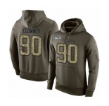 Football Men's Seattle Seahawks #90 Jadeveon Clowney Green Salute To Service Pullover Hoodie