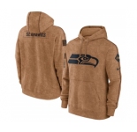 Men's Seattle Seahawks 2023 Brown Salute to Service Pullover Hoodie