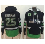 Nike Seahawks #25 Richard Sherman Navy Blue Green Name & Number Pullover NFL Hoodie