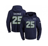 Nike Seattle Seahawks #25 Richard Sherman Navy Blue Name & Number Pullover NFL Hoodie