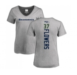 Football Women's Seattle Seahawks #37 Tre Flowers Ash Backer T-Shirt