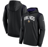 Mens Minnesota Vikings Black Sideline Stack Performance Pullover Hoodie