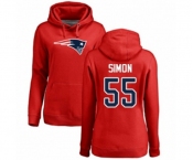 Football Women's New England Patriots #55 John Simon Red Name & Number Logo Pullover Hoodie