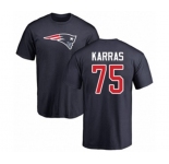 Football New England Patriots #75 Ted Karras Navy Blue Name & Number Logo T-Shirt