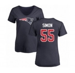 Football Women's New England Patriots #55 John Simon Navy Blue Name & Number Logo Slim Fit T-Shirt