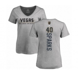 Hockey Women's Vegas Golden Knights #40 Garret Sparks Gray Backer Slim Fit V-Neck T-Shirt