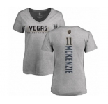 NHL Women Adidas Vegas Golden Knights #11 Curtis McKenzie Gray Backer Slim Fit V-Neck T-Shirt