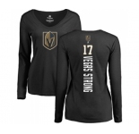 NHL Women Adidas Vegas Golden Knights #17 Vegas Strong Black Backer Slim Fit Long Sleeve T-Shirt