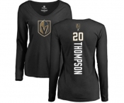 NHL Women Adidas Vegas Golden Knights #20 Paul Thompson Black Backer Slim Fit Long Sleeve T-Shirt