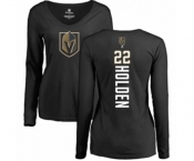 NHL Women Adidas Vegas Golden Knights #22 Nick Holden Black Backer Slim Fit Long Sleeve T-Shirt