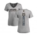 NHL Women Adidas Vegas Golden Knights #25 Stefan Matteau Gray Backer Slim Fit V-Neck T-Shirt