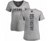 NHL Women Adidas Vegas Golden Knights #26 Paul Stastny Gray Backer Slim Fit V-Neck T-Shirt