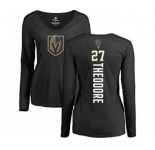 NHL Women Adidas Vegas Golden Knights #27 Shea Theodore Black Backer Slim Fit Long Sleeve T-Shirt