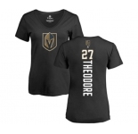 NHL Women Adidas Vegas Golden Knights #27 Shea Theodore Black Backer Slim Fit V-Neck T-Shirt