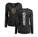 NHL Women Adidas Vegas Golden Knights #45 Jake Bischoff Black Backer Slim Fit Long Sleeve T-Shirt