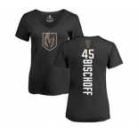 NHL Women Adidas Vegas Golden Knights #45 Jake Bischoff Black Backer Slim Fit V-Neck T-Shirt