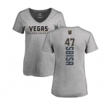 NHL Women Adidas Vegas Golden Knights #47 Luca Sbisa Gray Backer Slim Fit V-Neck T-Shirt