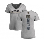 NHL Women Adidas Vegas Golden Knights #55 Keegan Kolesar Gray Backer Slim Fit V-Neck T-Shirt