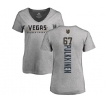 NHL Women Adidas Vegas Golden Knights #67 Teemu Pulkkinen Gray Backer Slim Fit V-Neck T-Shirt