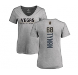 NHL Women Adidas Vegas Golden Knights #68 T.J. Tynan Gray Backer Slim Fit V-Neck T-Shirt