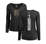 NHL Women Adidas Vegas Golden Knights #7 Jason Garrison Black Backer Slim Fit Long Sleeve T-Shirt