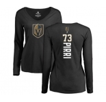 NHL Women Adidas Vegas Golden Knights #73 Brandon Pirri Black Backer Slim Fit Long Sleeve T-Shirt