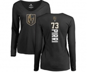 NHL Women Adidas Vegas Golden Knights #73 Brandon Pirri Black Backer Slim Fit Long Sleeve T-Shirt