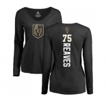 NHL Women Adidas Vegas Golden Knights #75 Ryan Reaves Black Backer Slim Fit Long Sleeve T-Shirt